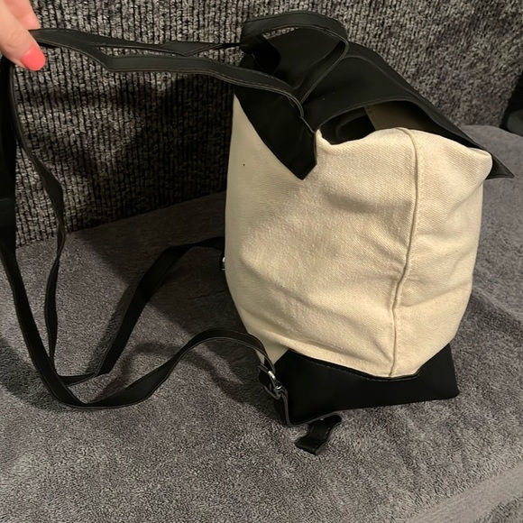 Deux Lux: Canvas Backpack with Vegan Leather Trim - Picture 5 of 16